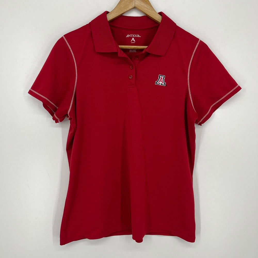 Antigua University of Arizona Wildcats Womens Red Polo Shirt Large NCAA Sporty